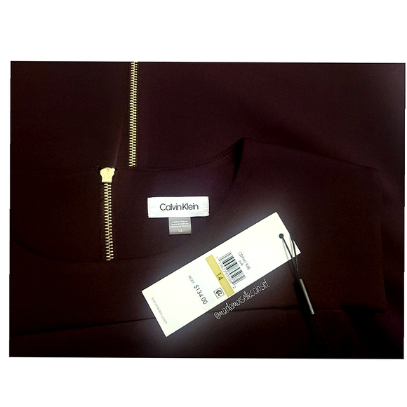 Auburgine Calvin Klein Sheat Dress Sz 14 - Picture 5 of 6